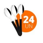 Kit - 24 Colheres De Sobremesa Leme Com Lâmina Em Aço Inox Ca