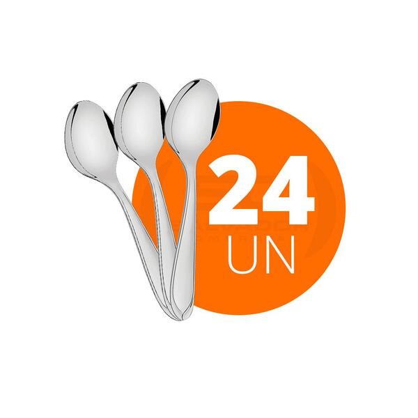 Kit - 24 Colheres De Sobremesa Luxo Laguna Em Aço Inox Csitop