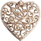 Kit 24 Decoração Pendente Coração Dourado Árvore Natal 10cm