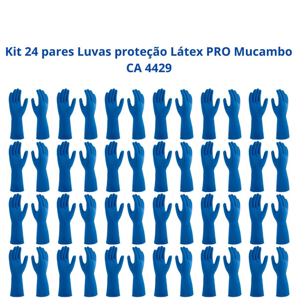 Kit 24 Luvas Proteção Limpeza Látex Azul Pro S 137 Mucambo Ca