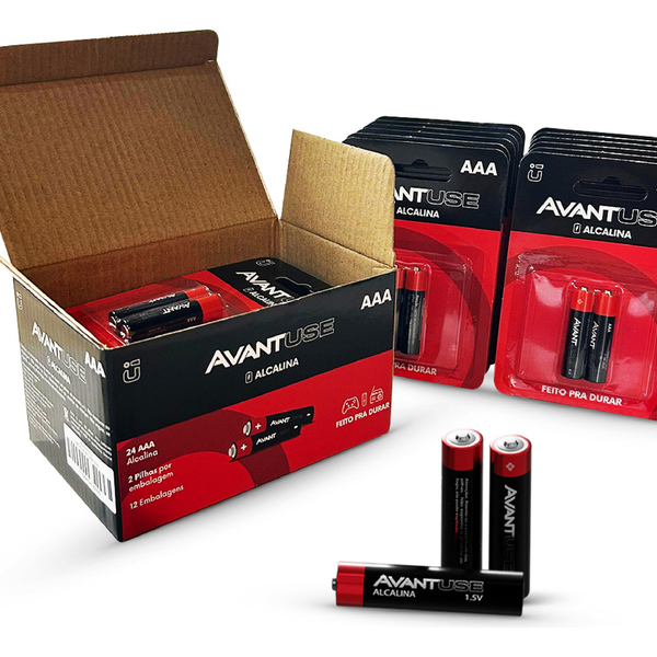 Kit 24 Pilhas Alcalina Palito Aaa 1.5v 3a Cod: 408040013-12 A