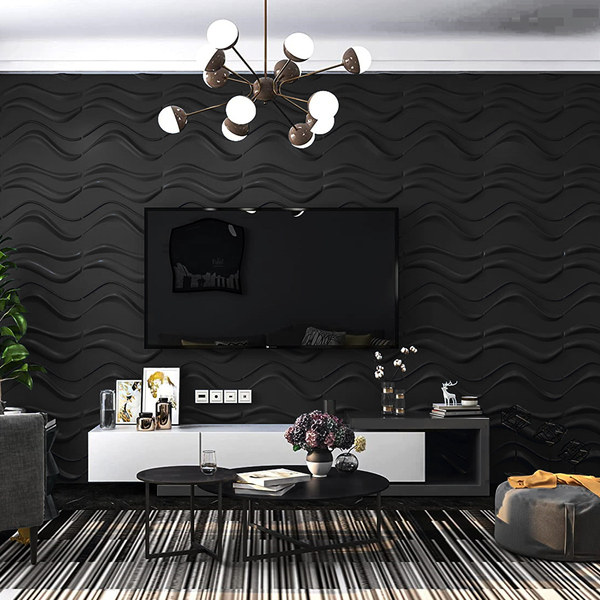 Kit 24 Placas 3d Pvc Preto Decoração Revestimento Premium De