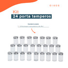 Kit 24 Porta Temperos Com Tampa Giratória Inox E Vidro 90ml -