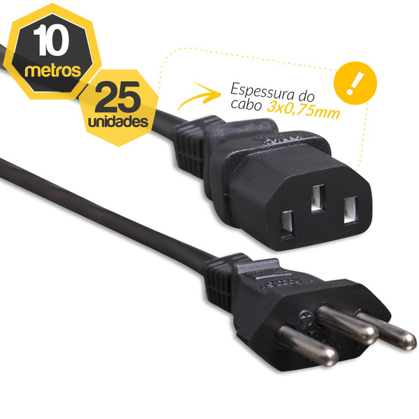 Kit 25 Cabo De Força Novo Padrão 10a 10 Metros