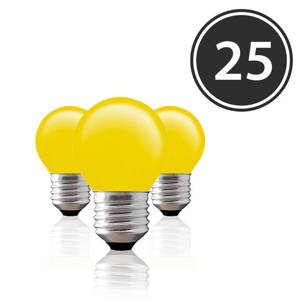 Kit 25 Lâmpadas Bolinha Bg-45 Amarela E-27 15w 127v