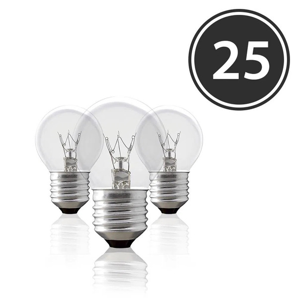 Kit 25 Lâmpadas Bolinha Bg-45 Clara E-27 15w 220v
