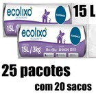 Kit 25 Pacotes Saco De Lixo 15l Preto C/20un - Ecolixo