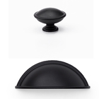 Kit 25 Puxadores Concha Puxador Redondo - Preto Fosco