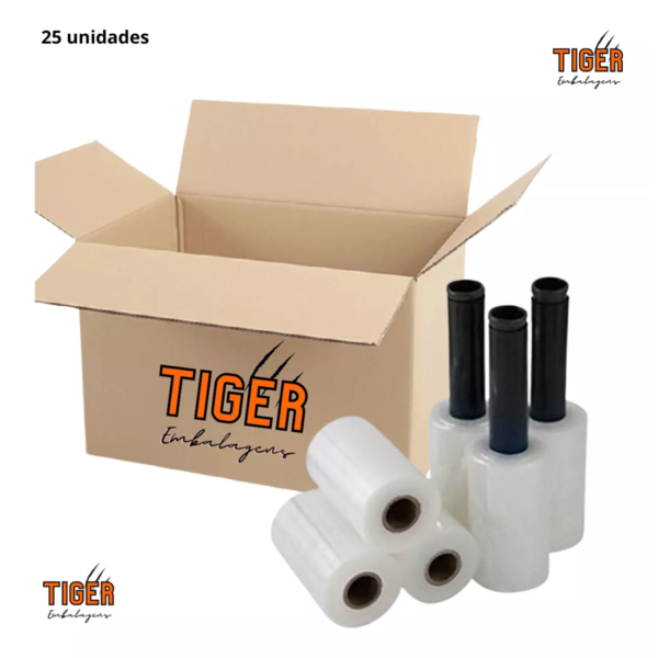 Kit 25 Rolos Filme Stretch C/cabo Embala Tudo 120 Metros