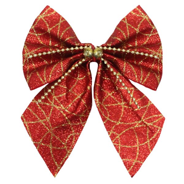 Kit 26 Peças Enfeite Árvore Natal Laço Lacinho Vermelho Brilh