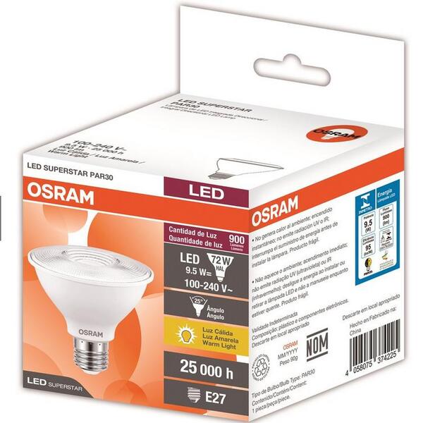 Kit 27 Lâmpada Led Par30 9,5w Amarela 2700k Bivolt 900lm E27