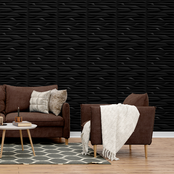 Kit 28 Placas 3d Pvc Preto Decoração Revestimento Premium De