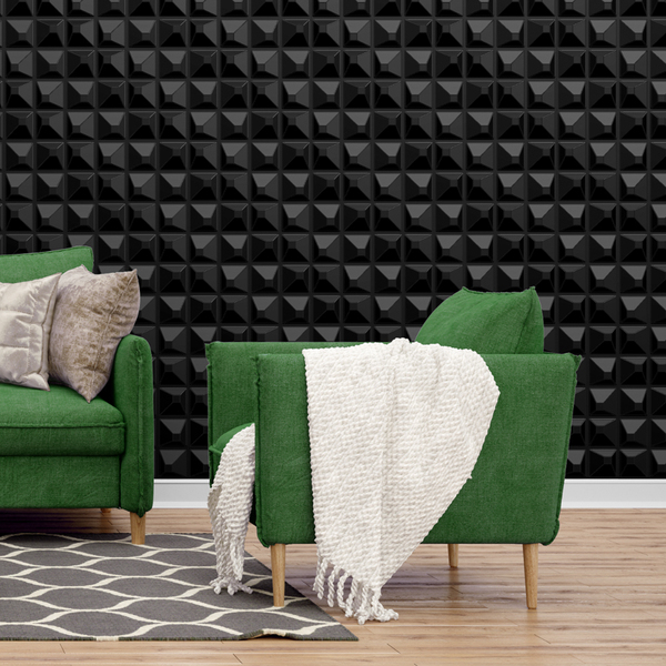 Kit 28 Placas 3d Pvc Preto Decoração Revestimento Premium De