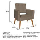 Kit 2   Poltrona Cadeira Decorativa Liz Suede Cappuccino Pés