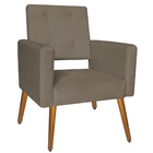 Kit 2   Poltrona Cadeira Decorativa Liz Suede Cappuccino Pés