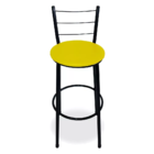 Kit 2  Banquetas Alta Epoxi Preto Assento Amarelo