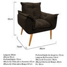 Kit 2  Poltrona Cadeira Decorativa Opala Suede Liso Marrom Pé