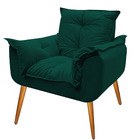 Kit 2  Poltrona Cadeira Decorativa Opala Suede Liso Verde Esc
