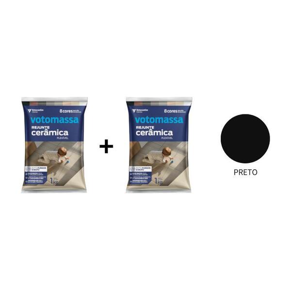 Kit 2  Sacos De Rejunte Cerâmica Votomassa Preto 1 Kg