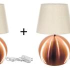 Kit 2 Abajur Bola  Cobre Cupula Bege 3031