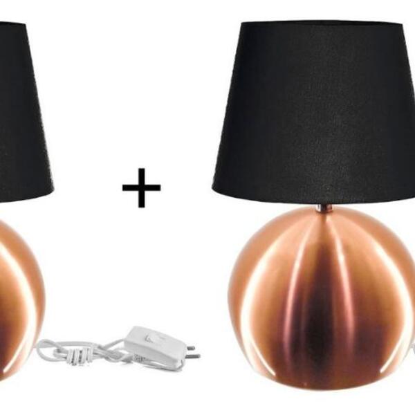 Kit 2 Abajur Bola  Cobre Cupula Preta 3031