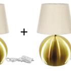 Kit 2 Abajur Bola  Dourado Cupula Bege 3031