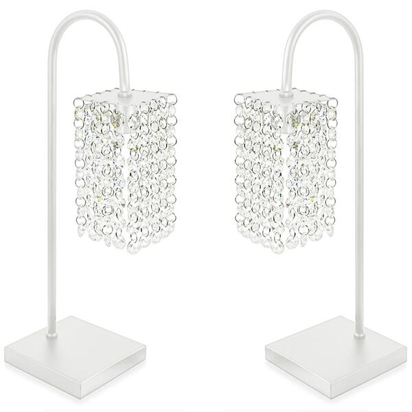 Kit 2 Abajur Clearcrillic Touch Cristal Quadrado Branco