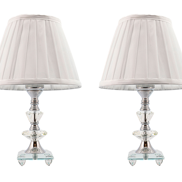 Kit 2 Abajur Cristal C/lampada Quarto/sala - 134 - 220v