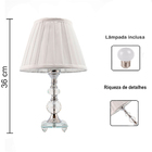 Kit 2 Abajur Cristal C/lampada Quarto/sala - 208 - 220v