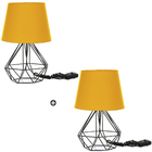 Kit 2 Abajur Diamante Dome Amarelo Com Aramado Preto
