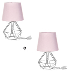 Kit 2 Abajur Diamante Dome Rosa Com Aramado Cromado