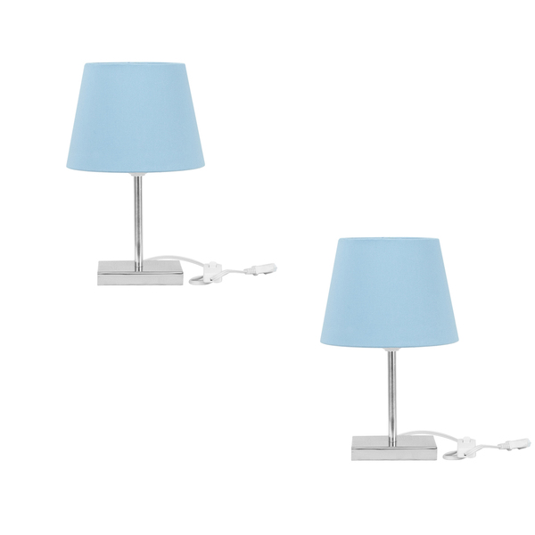 Kit 2 Abajur Eros Dome Azul Bebe Com Base Quadrada Magnifico