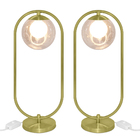 Kit 2 Abajur Luminaria De Mesa Aro Dourado Harmony Ambar