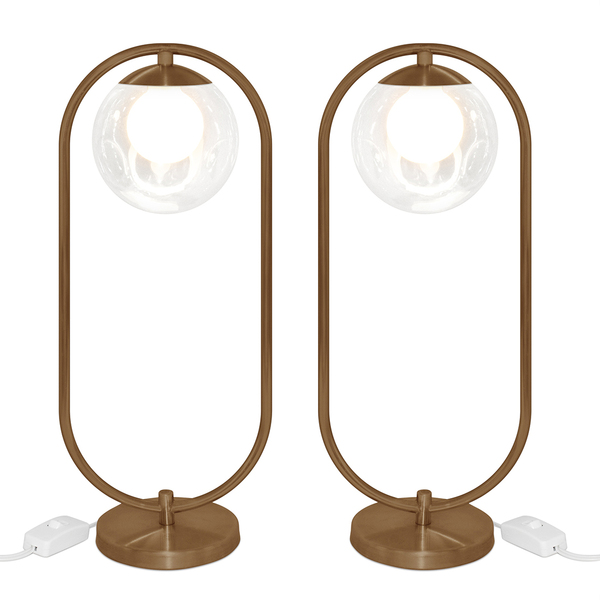 Kit 2 Abajur Luminaria De Mesa De Luxo Aro Harmony Cobre