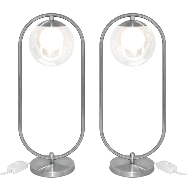 Kit 2 Abajur Luminaria De Mesa De Luxo Aro Harmony Prata