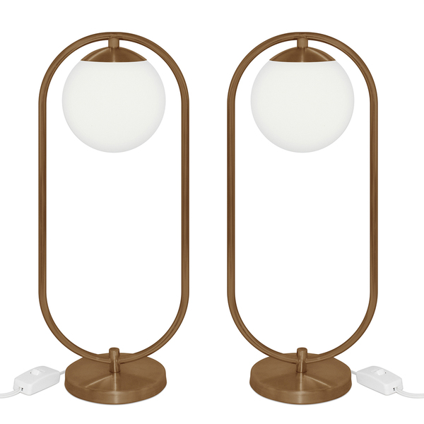 Kit 2 Abajur Luminaria De Mesa De Luxo Aro Orby Cobre