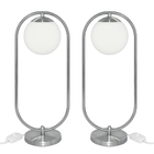 Kit 2 Abajur Luminaria De Mesa De Luxo Aro Orby Prata