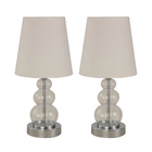 Kit 2 Abajures Transparente Vidro e Tecido Michel Inspire