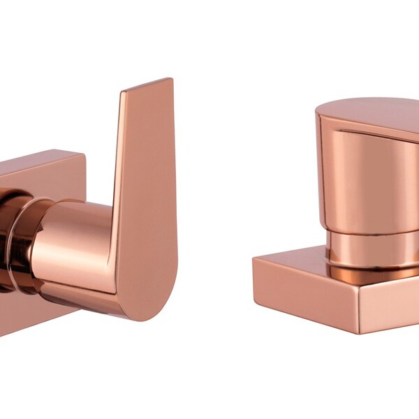 Kit 2 Acabamento Para Banheiro Alavanca Quadrado Rose Gold Br