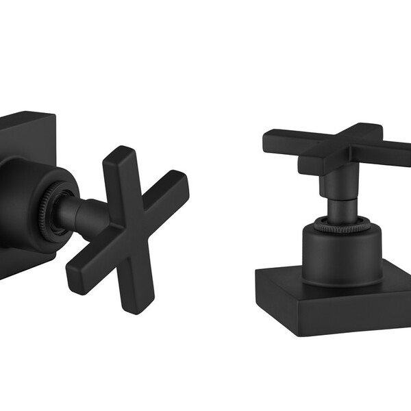 Kit 2 Acabamento Para Registro Preto Cruzeta Quadrado Chuveir