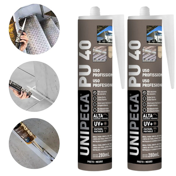 Kit 2 Adesivo Selante Pu 40 400g/280ml Unipega Preto