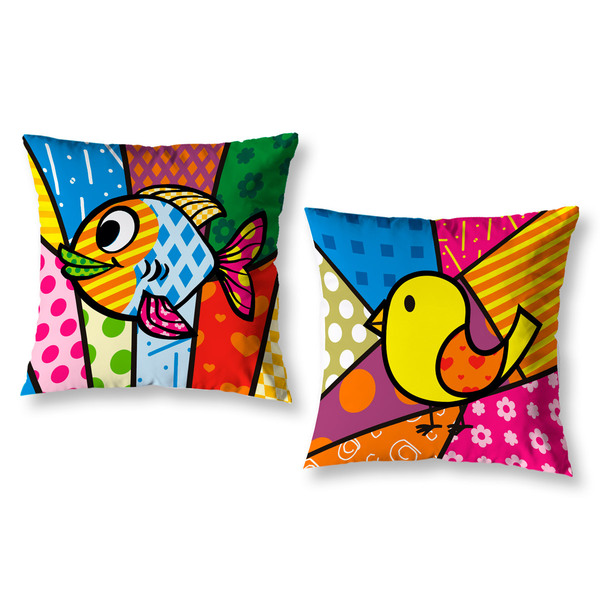 Kit 2 Almofadas Cheias Coloridas Sala Quarto Pop Art 40cm