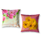 Kit 2 Almofadas Cheias Floral Flores 40cm Sala Quarto Zíper