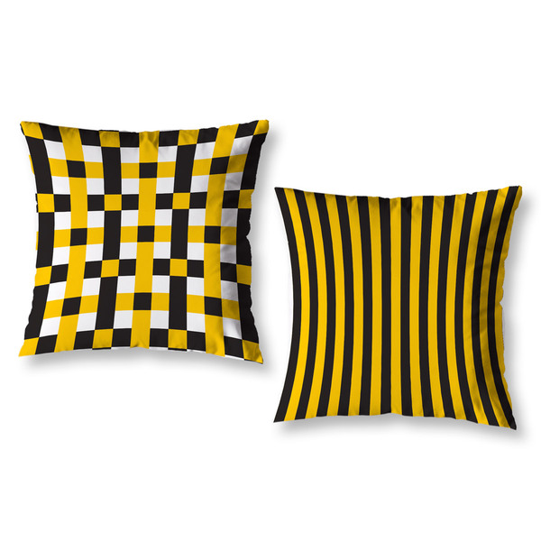 Kit 2 Almofadas Cheias Geométrico Amarelo 40cm Sala Quarto