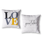 Kit 2 Almofadas Cheias Gratidão Love 40cm Sala Quarto
