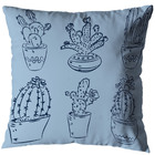 Kit 2 Almofadas Cheias Infantil Quarto Cama 40cm Azul Cacto