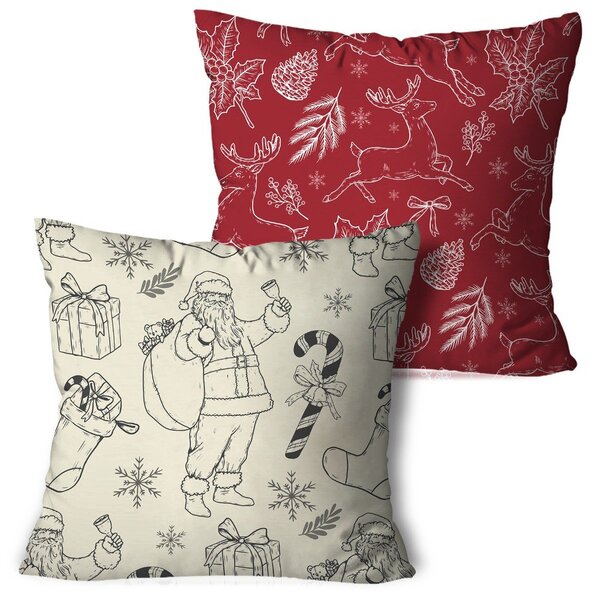 Kit 2 Almofadas De Natal Multi Símbolos Natalinos