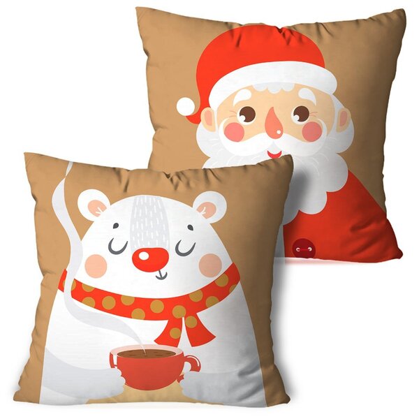 Kit 2 Almofadas De Natal Papai Noel Com Ursinho