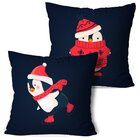 Kit 2 Almofadas De Natal Pinguins Natalinos Marinho