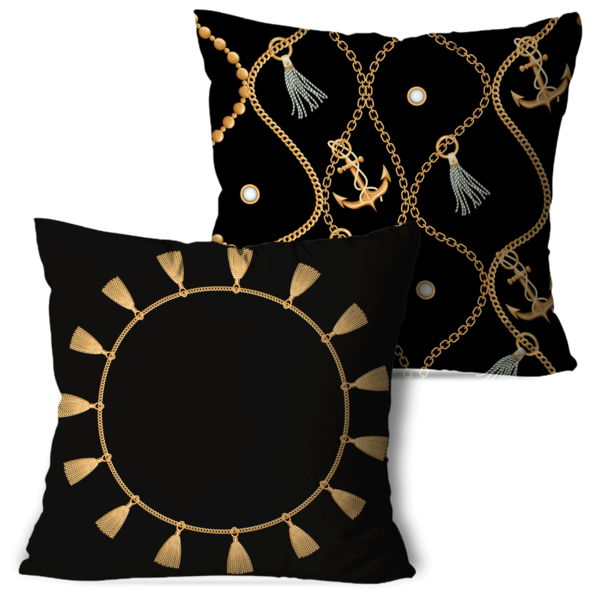 Kit 2 Almofadas Decorativas Cordas Preto